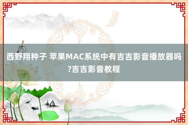 西野翔种子 苹果MAC系统中有吉吉影音播放器吗?吉吉影音教程