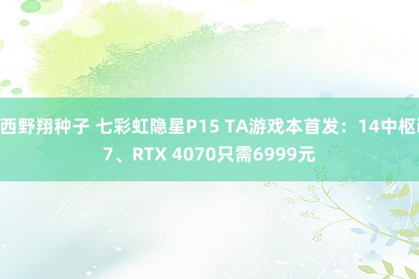 西野翔种子 七彩虹隐星P15 TA游戏本首发：14中枢i7、RTX 4070只需6999元