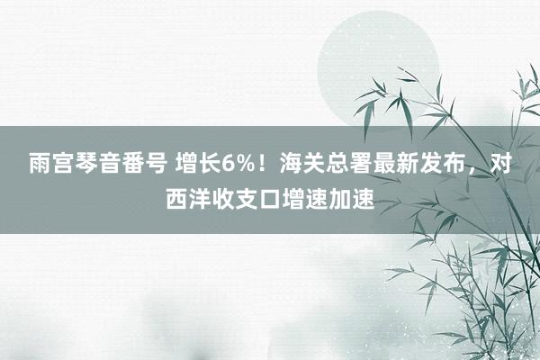 雨宫琴音番号 增长6%！海关总署最新发布，对西洋收支口增速加速