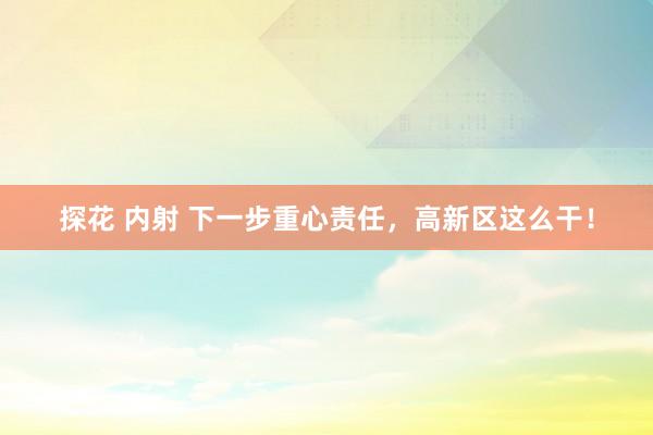 探花 内射 下一步重心责任，高新区这么干！