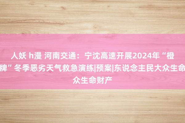 人妖 h漫 河南交通：宁沈高速开展2024年“橙色盾牌”冬季恶劣天气救急演练|预案|东说念主民大众生命财产